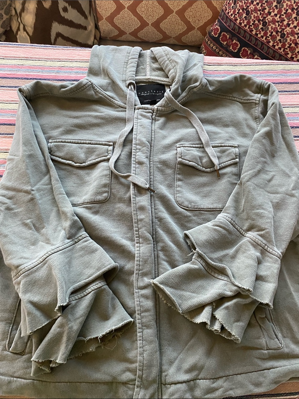 Sanctuary Sage Green Hooded Zip Jacket size S